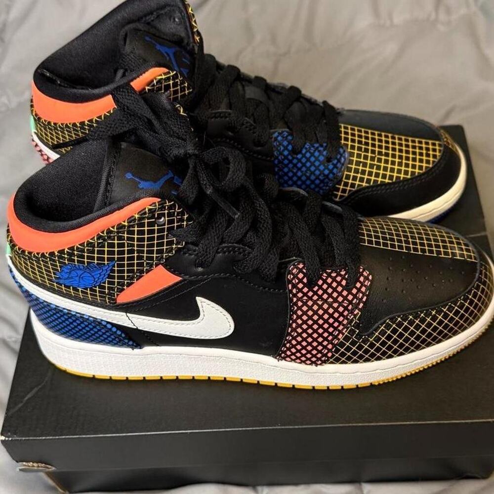 Jordan 1 Mid MMD 'Multi Grid' (GS) DC4092-001 -Women's Size: 8 -Boys Size: 6.5